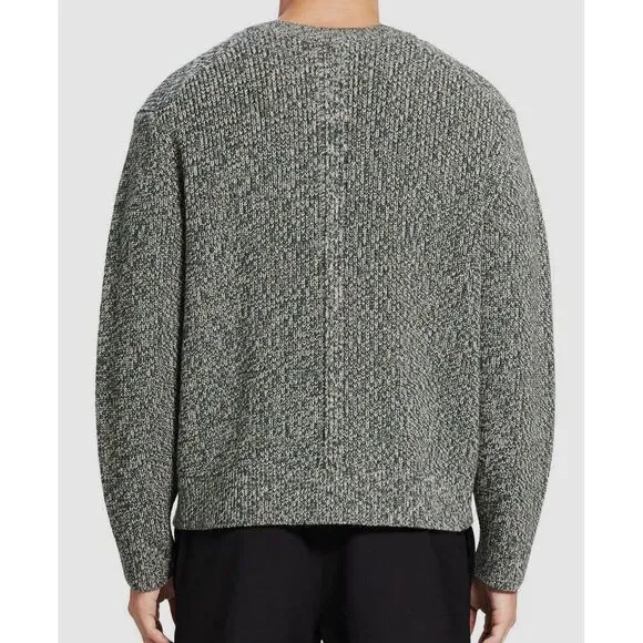 Theory Men Gray Green Lamar Heathered Merino Knit Wool Blend Sweater Size XL